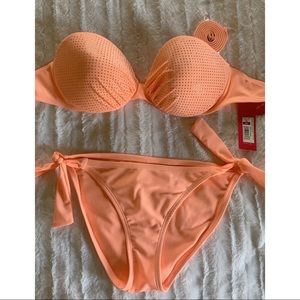 Peach Coral Studded Embellished Xhilaration Bikini